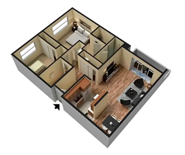 San Pasqual Apartments l 2x2 Floor Plan Two Bedrooms Floor Plan San Pasqual Apartments l Pasadena Ca